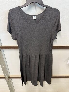 Old Navy Charcoal Short Sleeve Babydoll Mini Dress